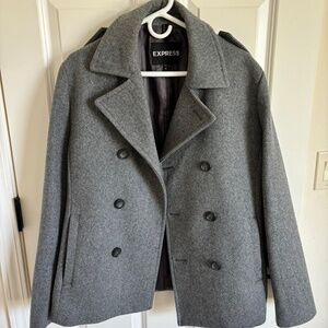 Men's Express Gray Wool Pea Coat